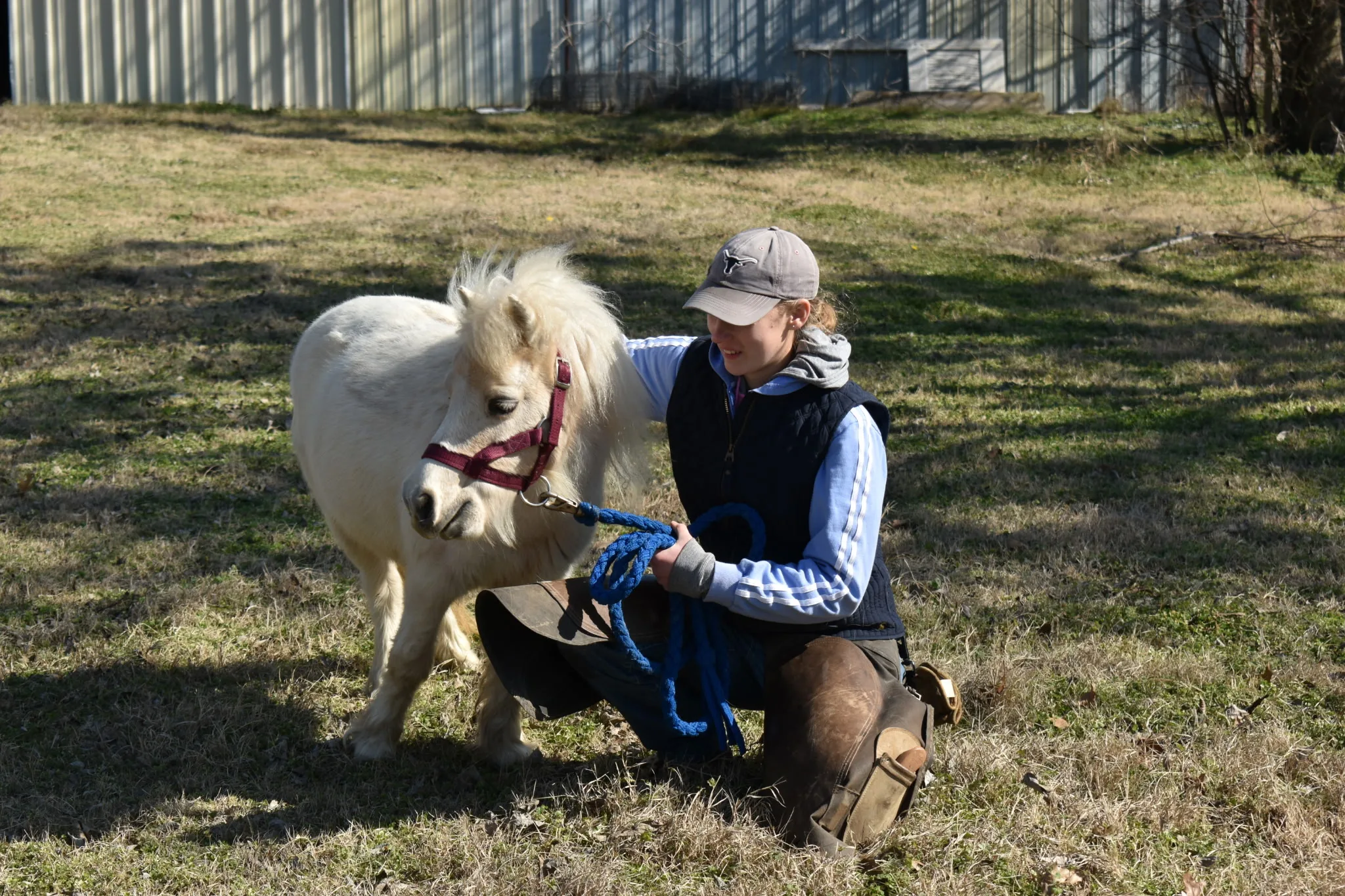 Caroline with a miniature horse
